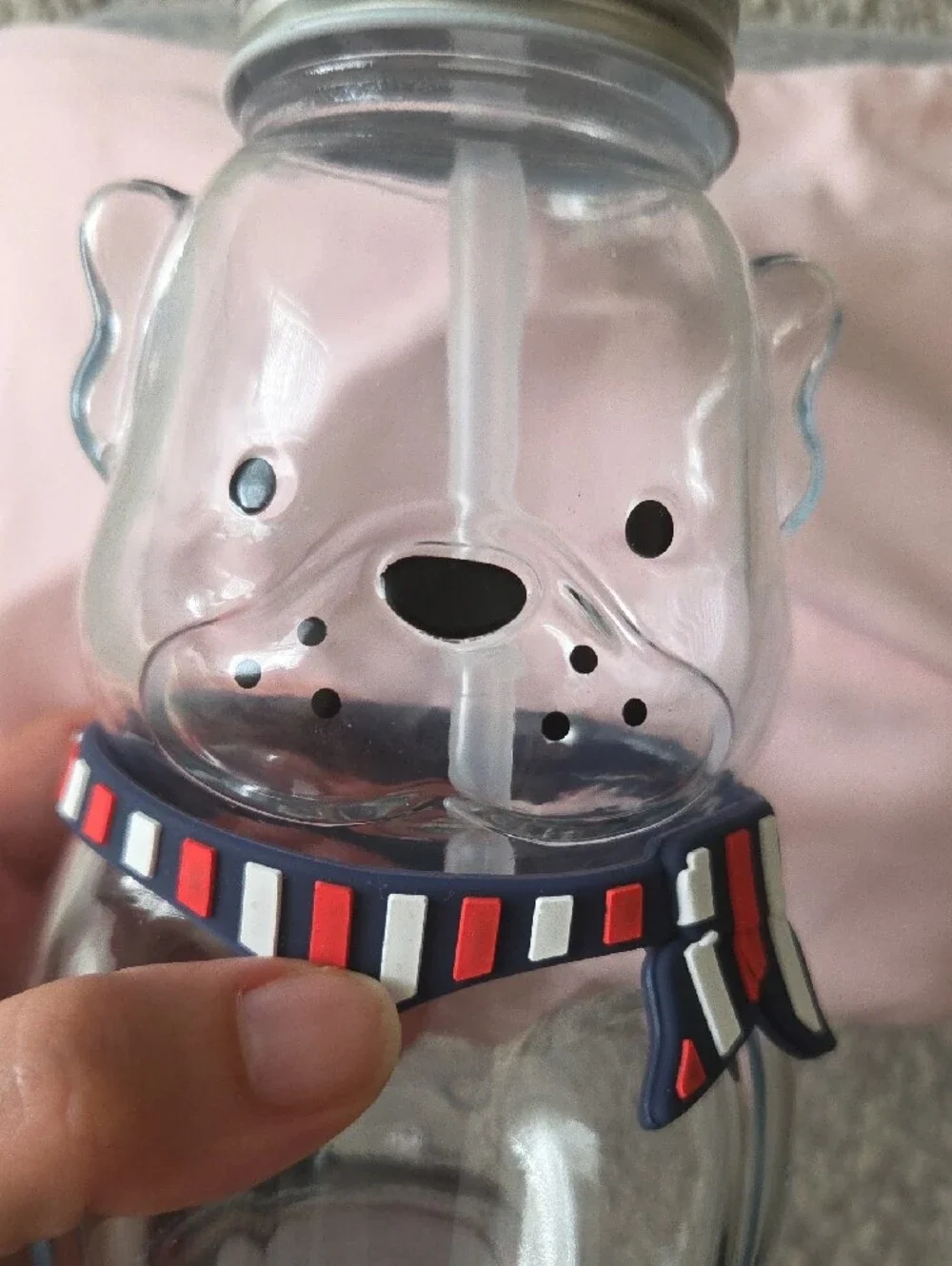 NWT Frenchie Glass Tumbler French Bulldog With Beret And Scarf